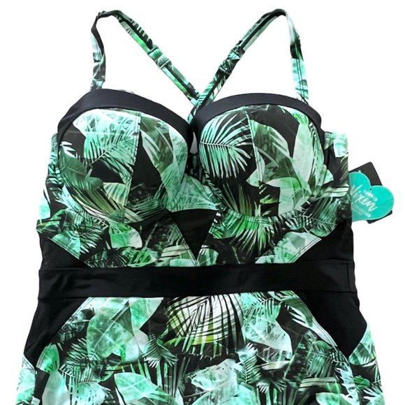 ๐ Plus Size 0X,1X,2X,3X TORRID VIXEN SWIMSUIT PALM PRINT UNDERWIRE PUSH UP - Picture 3 of 5